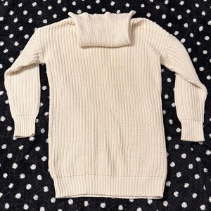 JOE FRESH | Cozy Cream Women’s Extra Long Wide Turtleneck Sweater